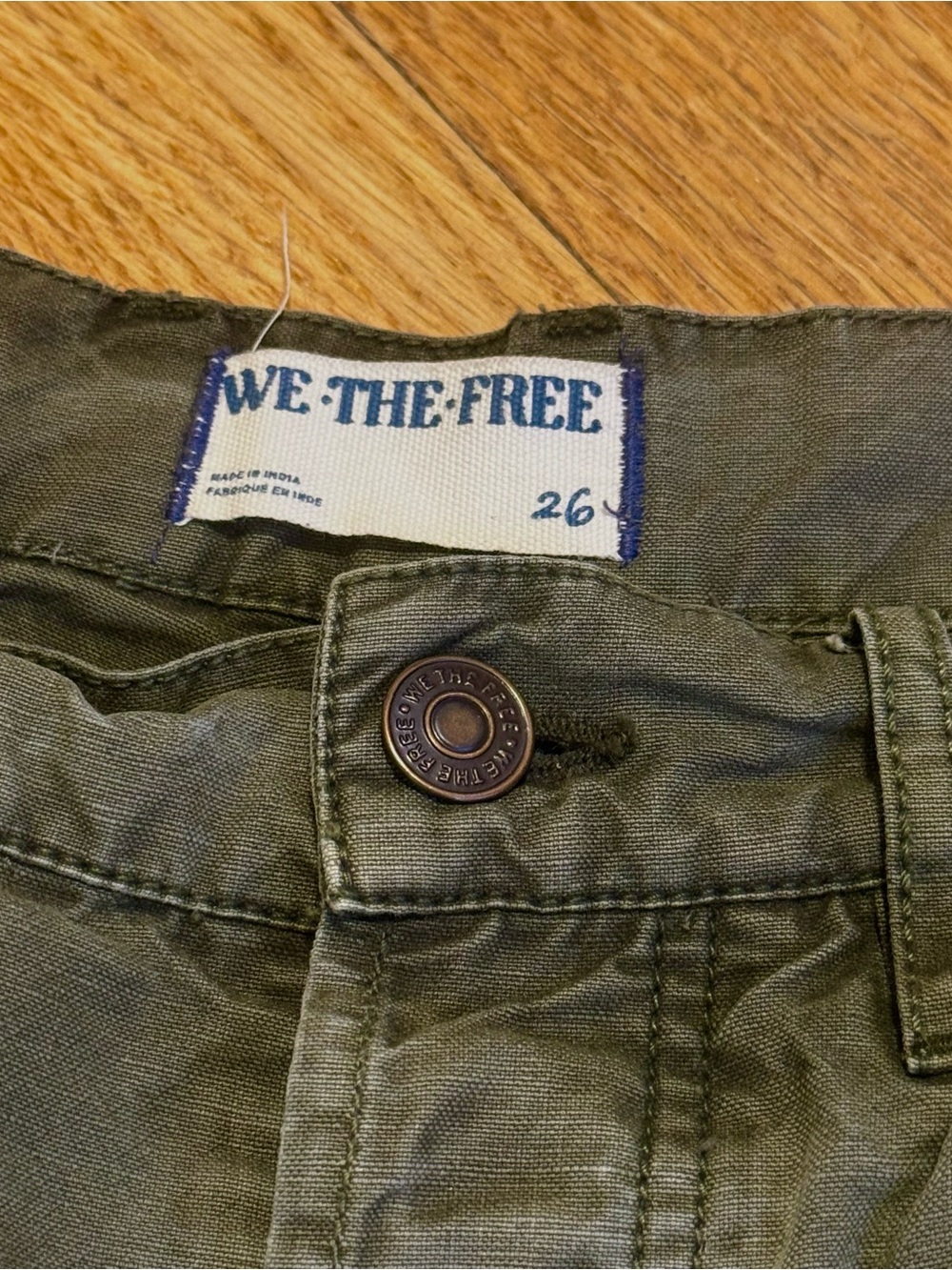 We The Free Olive Utility Pants with Branded Button